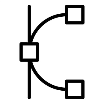 A black and white image of a line with a square in the middle vector