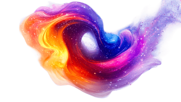 Swirling colorful galaxy, cut out transparent png