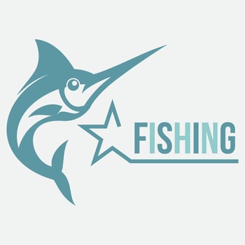 a blue marlin fish creative logo with the word fishing vector