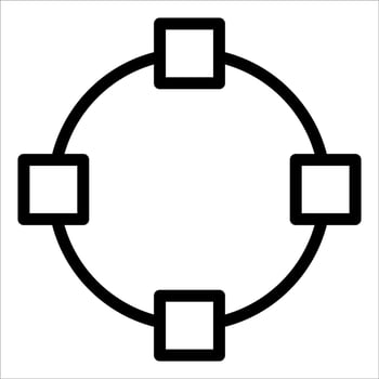 A circle with four squares in it vector