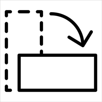 A black and white icon of a box with a arrow pointing to it vector
