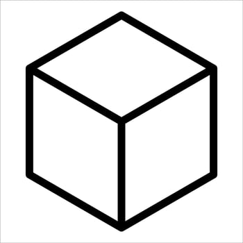 A black and white cube with a line drawing of it vector