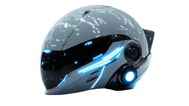 Modern futuristic helmet, cut out transparent png
