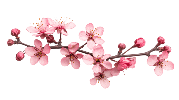 Plum blossom, springtime flora, cut out transparent png