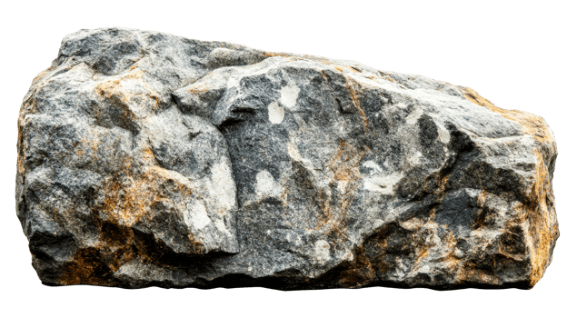 Detailed granite boulder, isolated, cut out transparent png