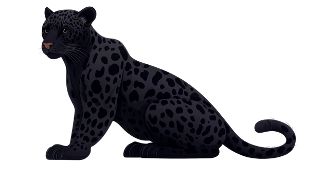 Isolated jaguar, black coat, sitting, , cut out transparent png