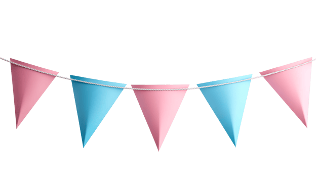 Party flags bunting decoration, cut out transparent png
