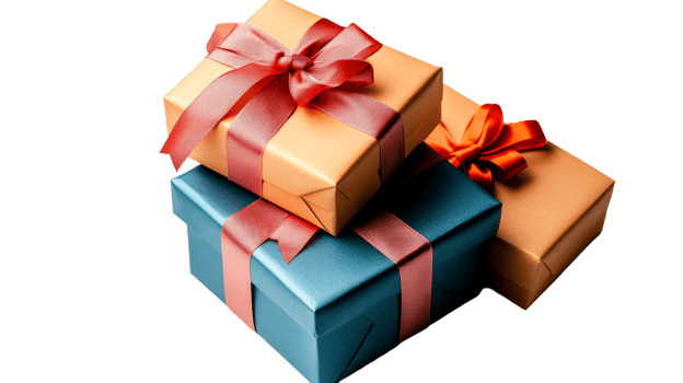 Stacked gift boxes, present for holiday, cut out transparent png