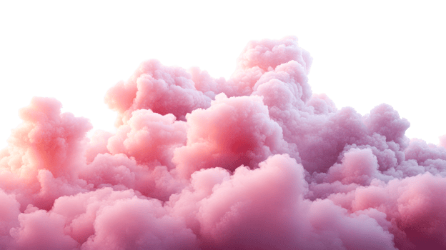 Pink Cloudscape isolated, cut out transparent png