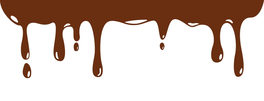 Melted chocolate drip liquid element. Melt chocolate flowing. Spilled, drop, leak. illustration vector
