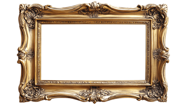 Gilded picture framework, cut out transparent png