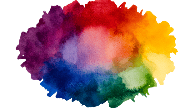 Watercolor circular spectrum splash, cut out transparent png