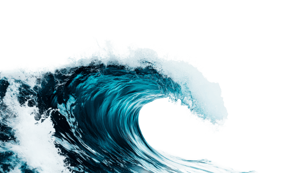 Ocean wave crash cresting, cut out transparent png
