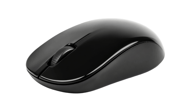 Wireless computer mouse on black, cut out transparent png