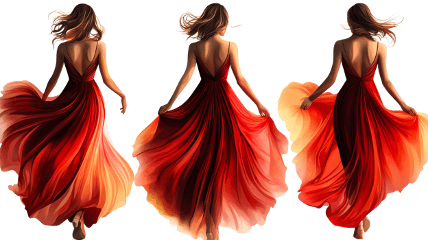 Women Walking, Flowing Gown, cut out transparent png