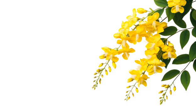 Blooming yellow Laburnum branch, cut out transparent png