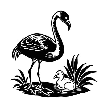 Mother Baby Flamingo vector
