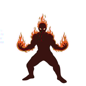 Silhouette of a man with fire logo design vector