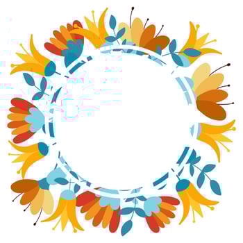 Invitations in a round frame with a flower for announcements about offers and discounts. Spring and summer floral arrangements in the botanical style. Modern design. vector