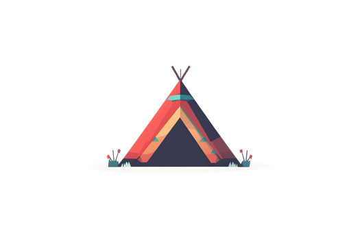 A colorful teepee tent with geometric patterns perfect for camping and outdoor adventures png