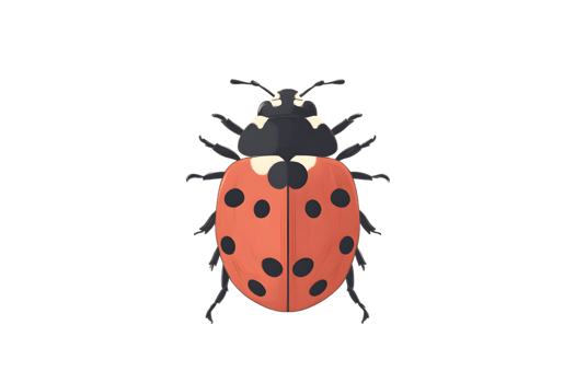A detailed illustration of a red and black spotted insect on a transparent background ideal fo png