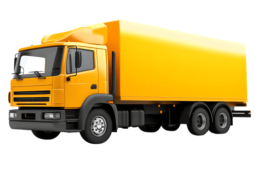 A vibrant yellow delivery truck on a transparent background ideal for logistics and transporta png