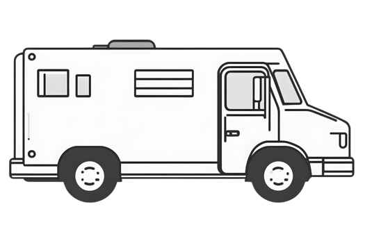 A white delivery van with detailed features ideal for logistics and transportation concepts png