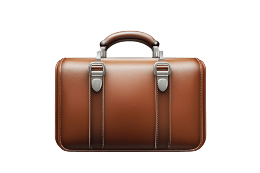 Brown Leather Briefcase with Metal Clasps and Handle Ideal for Business Travel or Vintage De png