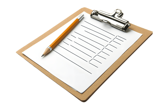 Clipboard with Checklist and Pencil on Black Background Organizational Tools for Planning Ta png