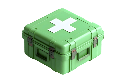 Compact Green Medical Kit with White Cross Symbol for Emergency Preparedness and Healthcare Nee png
