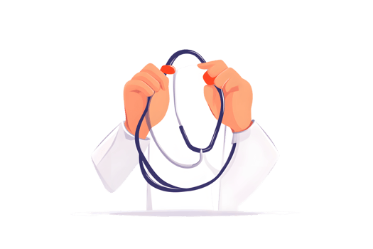 Doctors Hands Holding a Stethoscope Medical Professional in White Coat with Diagnostic Tool png