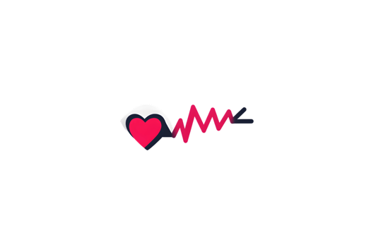 Heartbeat Monitor Icon with Red Heart and Pulse Line on Black Background png