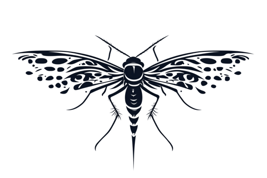 Insect Silhouette with Intricate Wings and Body Details png