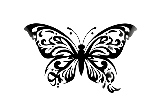 Intricate Butterfly Silhouette with Detailed Wings Perfect for Design Projects and Creative Ar png
