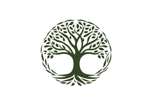 Life Tree Symbol Circular Design with Branches and Leaves for Nature Spirituality and Harmon png