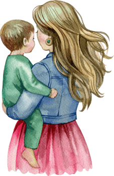 Mother holding a baby watercolor art Mother's Day illustration. Art for greeting card, sticker, wrapping png