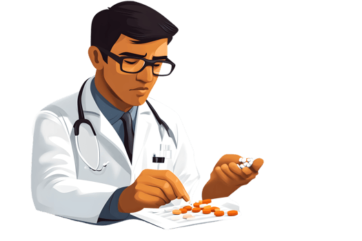 Medical Professional Examining Medications in a Clinical Setting png