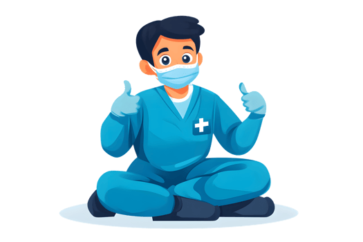 Medical Professional Giving Thumbs Up in Protective Gear png