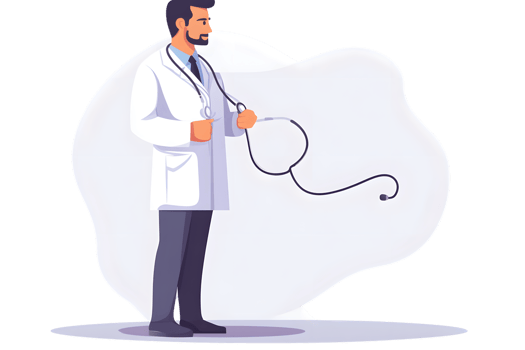 Medical Professional with Stethoscope Illustration of a Doctor in White Coat Examining Health png