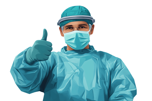 Medical Professional in Protective Gear Giving a Thumbs Up Healthcare Worker Wearing Scrubs an png