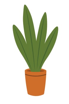 Flat cartoon plant in terracotta pot. Botanical home decor for yoga or meditation zone. vector