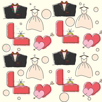 Tux dress ring hearts. vector
