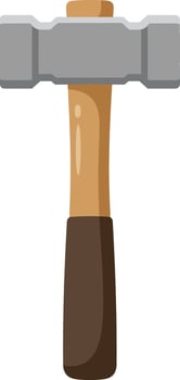Sledgehammer with wooden handle and metal head simple illustration for construction and repair work tools vector