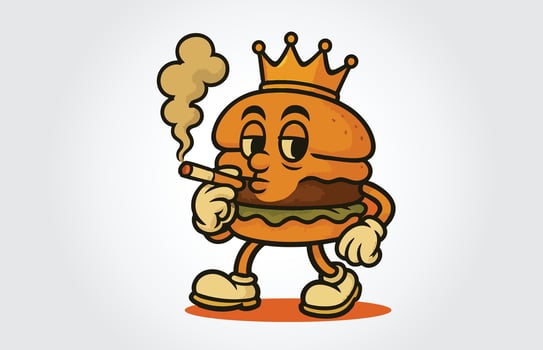 Burger King Smoking Mascot Character Template vector
