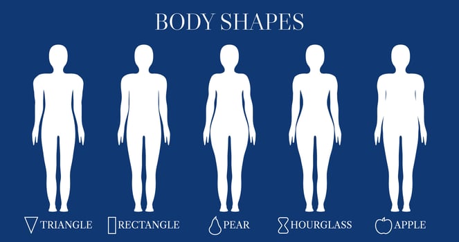 Blue Gender Neutral Body Shape Types Triangle, Rectangle, Apple, Pear and Hourglass for Women and Men vector