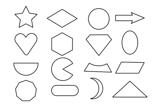 Flat school geometry symbols. Assorted simple forms pack. Modern shapes in bold style. Simple geometric elements pack. vector