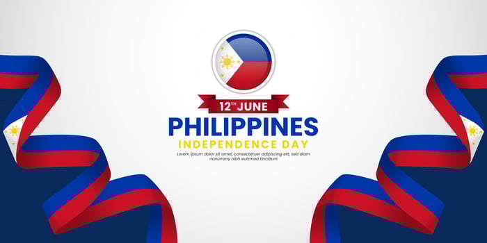 Philippines independence day Waving RIbbon Flag background with blank space area vector