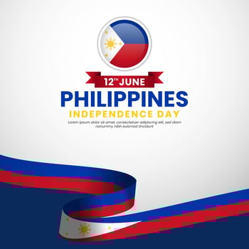 Philippines independence day banner background for national celebration with ribbon flag vector