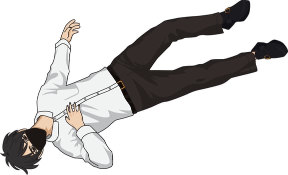 Anime Man Lying On Ground On His Back vector