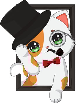 Gentleman Cat Looking From Frame Sticker vector